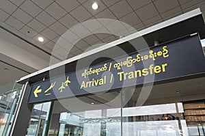 Information panel at Burmese airport photo