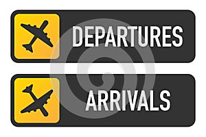 Information panel on the direction of arrivals and departures at airports on a white background. photo