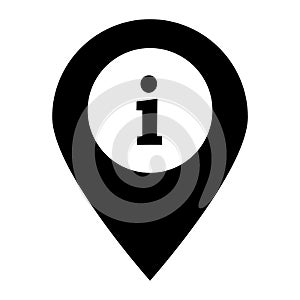 information on pin icon on white background. flat style. information on pin sign for your web site design, logo, app, UI. help sa