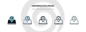 Information point icon in different style vector illustration. two colored and black information point vector icons designed in