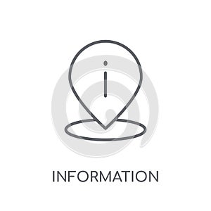 information Point Pin linear icon. Modern outline information Po