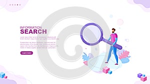 Information search page concept. SEO. Web analysis. Marketing strategy. Development. Template for your design works.