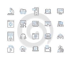 Information security line icons collection. Confidentiality, Encryption, Authentication, Firewall, Malware, Virus photo