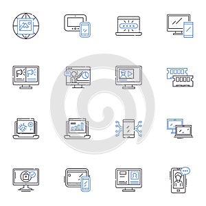 Information security line icons collection. Cryptography, Encryption, Firewall, Vulnerability, Antivirus, Intrusion photo