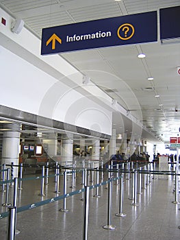 Information sign and baggage checking at airport