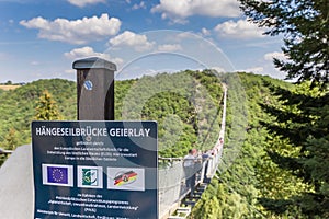 Information sign at the Geierlay suspension bridge near Morsdorf