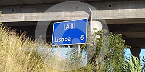 information sign on the highway distance to city km