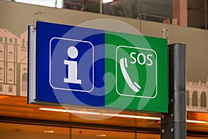 Information signs at the station - information and assistance office (SOS