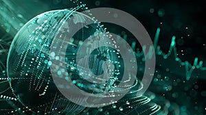 An information sphere depicting a globe or sphere with data and information, Ai Generated