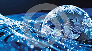 An information sphere depicting a globe or sphere with data and information, Ai Generated