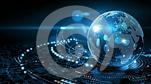 An information sphere depicting a globe or sphere with data and information, Ai Generated