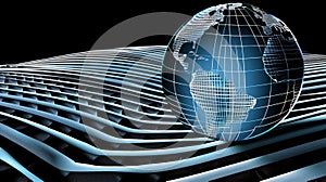 An information sphere depicting a globe or sphere with data and information, Ai Generated