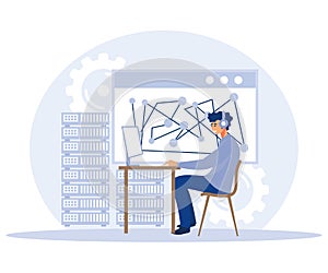 Information storage infrastructure concept, big data visualization, business intelligence,