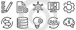 Information System Icon Set Structured Line Style Collection for Digital Solutions