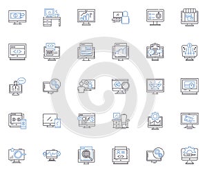 Information Systems line icons collection. Technology, Data, Analytics, Automation, Integration, Security, Nerk vector