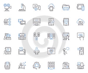 Information tech line icons collection. Coding, Automation, Cloud, Cybersecurity, Algorithm, Database, Nerk vector and