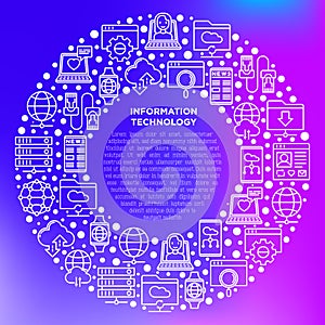 Information technology in circle thin line icons