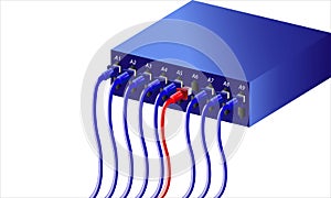 Information Technology Computer Network, Network Telecommunication Switch Ethernet Cables Connected to Internet Switch, Data Cente