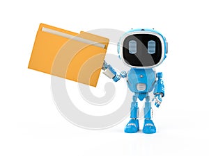 Information technology concept with assistant robot organize folder