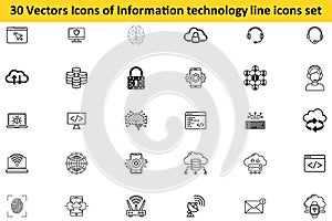 Information Technology Data Network Programming Internet Website Process IT Icons Set.