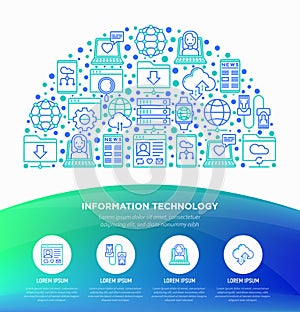 Information technology in half circle line icons