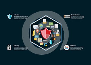 Information technology infographic elements. Data protection. Internet security. IT background.