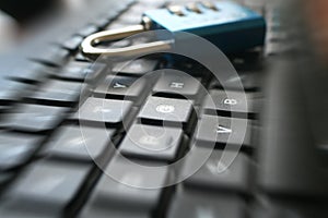 Information Technology With Lock On Computer Keyboard Representing Cyber Security High Quality