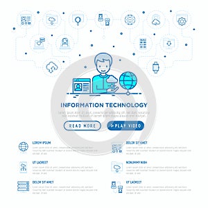 Information technology: man using cloud service