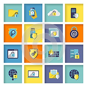 Information technology security icons set