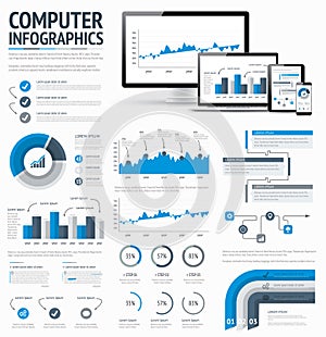 Information technology statistics infographic elem