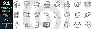 Information technology vector icon set on web, network, computer, cyberspace, server, datum, database, information, system, cloud