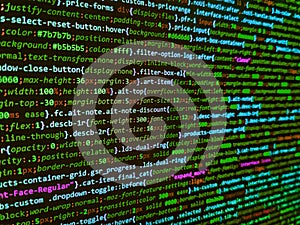 Information technology website coding standards for web design. Modern web network and internet telecommunication technology.