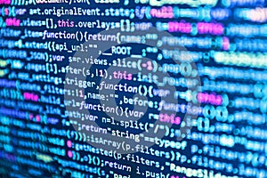 Information technology website coding standards for web design. Program code PHP HTML CSS of site. Developer working on program