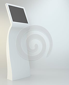 Information terminal. interactive kiosk on white background. 3d rendering