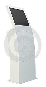 Information terminal. interactive kiosk on white background. Isolated on white background. 3d rendering