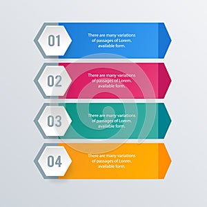 Informational List infographic template design. Business concept infograph with 4 options, steps or processes. Vector
