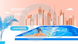 Informative Banner Rooftop Pool House Summer Relax photo