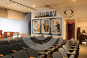 Informative exhibit of old TV`s and TV station, Baltimore Museum of Industry, Maryland, 2017