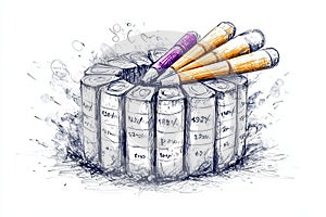 An informative sketch of a pie chart, highlighting data and percentages visually