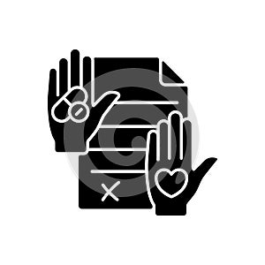 Informed consent black glyph icon