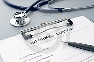 Informed Consent form on desk