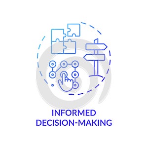 Informed decision making blue gradient concept icon