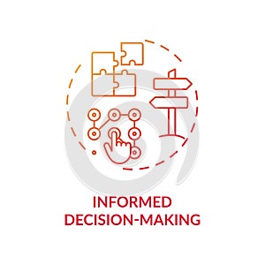 Informed decision making red gradient concept icon