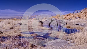 infrared image of the banks of the tungabhadra river in Hampi Karnataka India