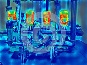 Infrared image of water pumps. Engineering Systems Diagnostics