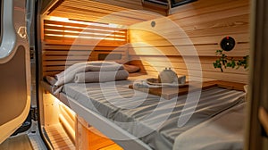 Infrared sauna therapy onthego has never been easier with this clever van life setup allowing for a peaceful and healthy photo