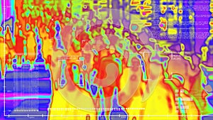 Infrared thermal scanning of people in a crowd.