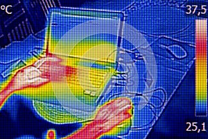 Infrared thermography image showing the heat emission