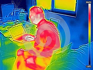 Infrared thermography image showing the heat emission