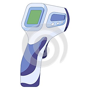 Infrared thermometer, body temperature check in a flat style isolated on a white background